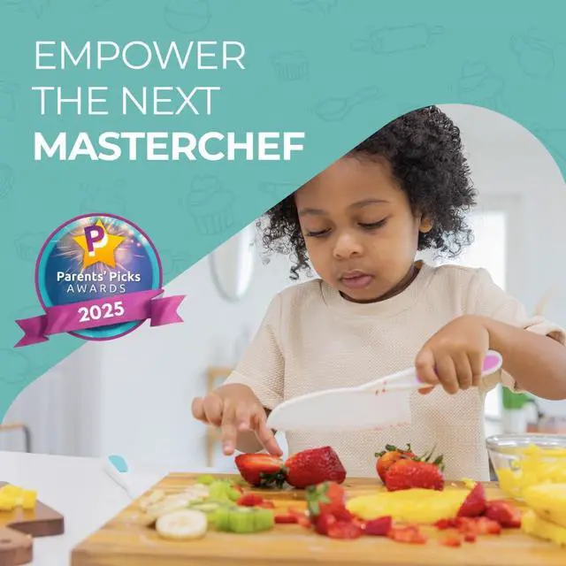 Alt view image 3 of 6 - Tovla Jr. Kid Safe Knife Set for Real Cooking | Toddler Knives | Ages 4-12 | Montessori Kitchen Tools for Girls | Kids Knife Set of 3 | BPA Free Dishwasher Safe | Birthday Christmas Stocking Stuffer