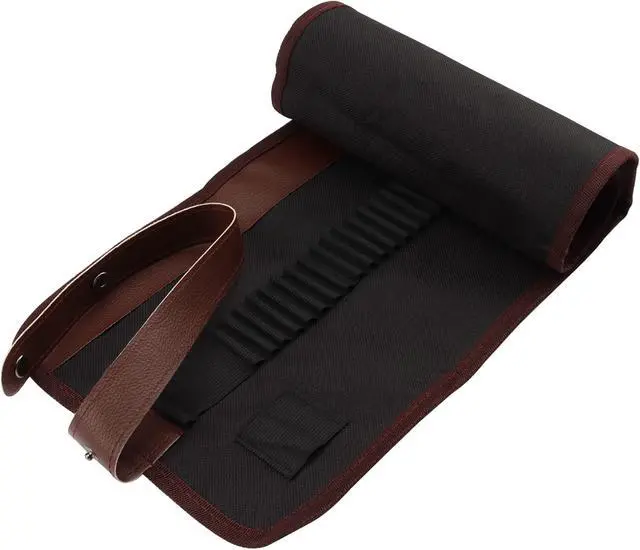 Alt view image 2 of 7 - Canvas Pencil Wrap Case, 48 Holes Colored Pencil Roll Holder Storage Pouch for Office (48 Holes, Brown)