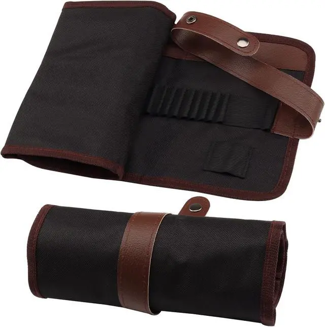 Alt view image 7 of 7 - Canvas Pencil Wrap Case, 48 Holes Colored Pencil Roll Holder Storage Pouch for Office (48 Holes, Brown)