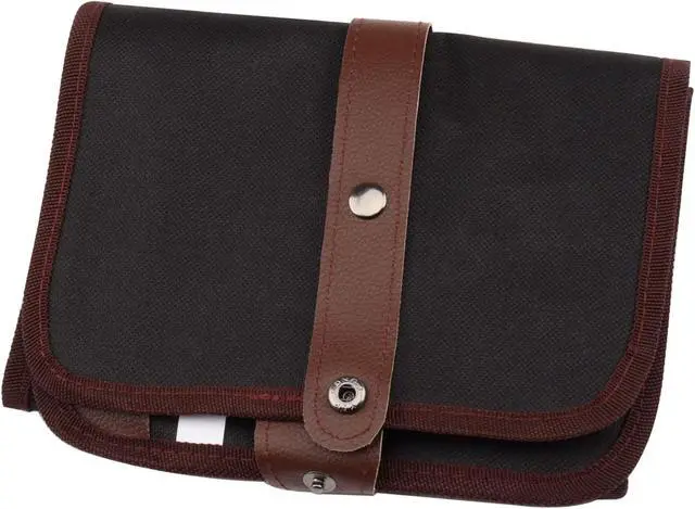 Alt view image 6 of 7 - Canvas Pencil Wrap Case, 48 Holes Colored Pencil Roll Holder Storage Pouch for Office (48 Holes, Brown)