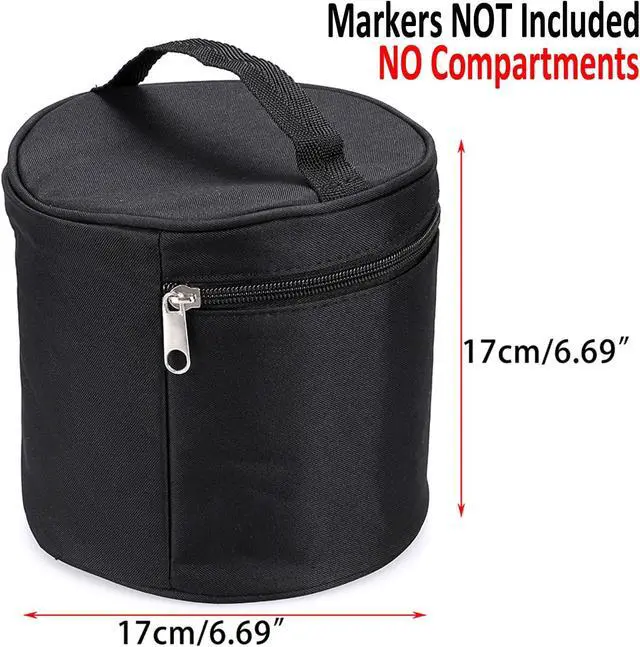 Alt view image 2 of 7 - BTSKY Multifunction Marker Case - Zippered Canvas Pen Bag for 80 Markers | Pencil Organizer Stationary Storage, Black (NO Compartments Inside, Markers Not Included)