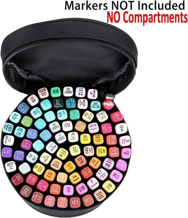 Alt view image 6 of 7 - BTSKY Multifunction Marker Case - Zippered Canvas Pen Bag for 80 Markers | Pencil Organizer Stationary Storage, Black (NO Compartments Inside, Markers Not Included)