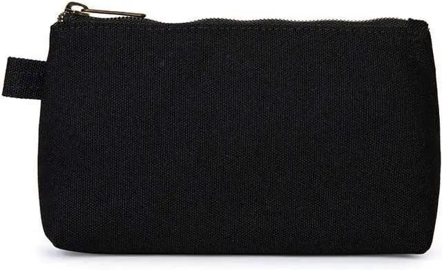 Main image of Small Makeup Bag for Purse, Leather Cosmetic (Black)