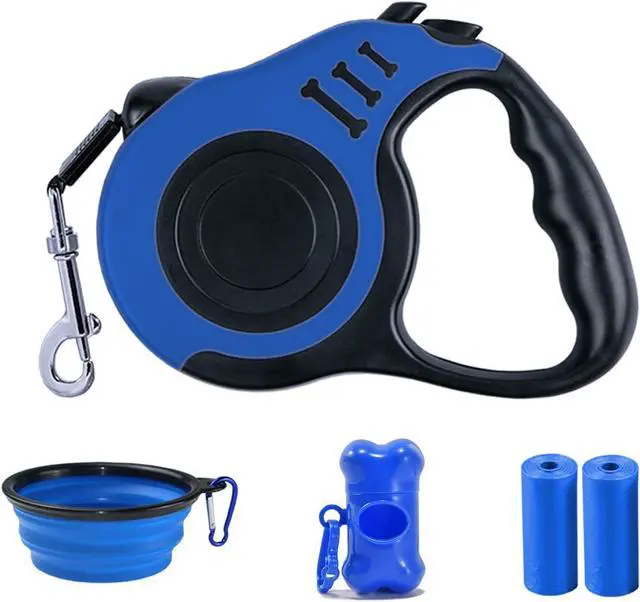 Main image of Retractable Dog Leash, 10 FT Dog Leash for Small Medium Dogs up to 22lbs, Pet Tape with Anti Slip Handle and Lock Nylon, 1 Silicone Dog Bowl, 1 Dispenser, 2 Waste Bag
