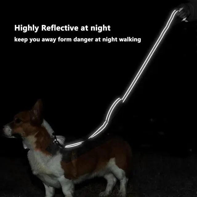 Alt view image 5 of 6 - 6 FT Black Nylon Reflective Dog Leash for Large Dogs with 2 Padded Handle | Soft breathable padded dual handles,D-Ring design