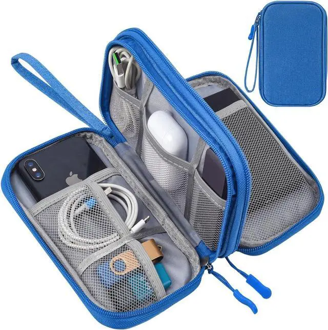 Main image of CAAORDKSO Travel Cord Organizer Case, Electronic Accessories Bag, Tech Electronic Case, Electronics Travel Organizer Bag for Cable, USB, Cord, Charger, Phone, Power Bank, Earphone (Blue, Large)