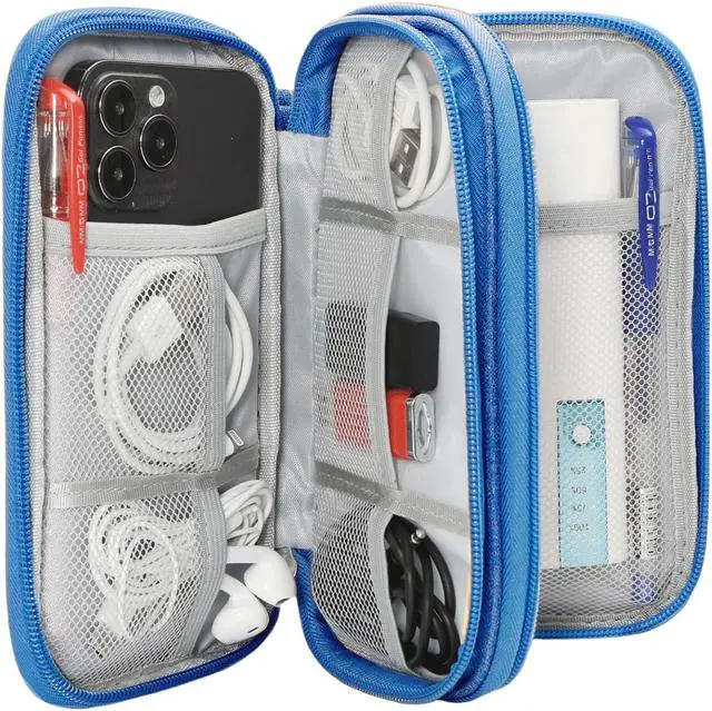 Alt view image 3 of 7 - CAAORDKSO Travel Cord Organizer Case, Electronic Accessories Bag, Tech Electronic Case, Electronics Travel Organizer Bag for Cable, USB, Cord, Charger, Phone, Power Bank, Earphone (Blue, Large)