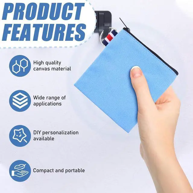 Alt view image 3 of 7 - 6Pcs Small Zipper Pouch DIY Craft Canvas Zipper Pouch Travel Pouches | Small Makeup Bags with Hanging Ring, suitable for Lipstick Cosmetic Earphone Charger Coin Key (6 Colors)