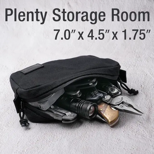Alt view image 2 of 7 - Tintris Belt Zipper Pouch for Men Women YKK Zippers, EDC Belt Pouch Waist Pack Bag for Camping, Hiking, Water Resistant, Tough Waxed Canvas, Black, Size M