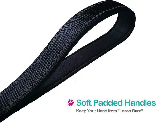 Alt view image 4 of 6 - Short Nylon Dog Lead - Heavy Duty Padded Handle - Reflective Black, 12 Inch for Large & Medium Dogs
