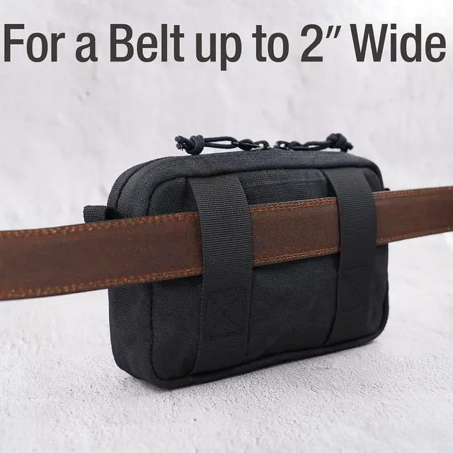 Alt view image 6 of 7 - Tintris Belt Zipper Pouch for Men Women YKK Zippers, EDC Belt Pouch Waist Pack Bag for Camping, Hiking, Water Resistant, Tough Waxed Canvas, Black, Size M