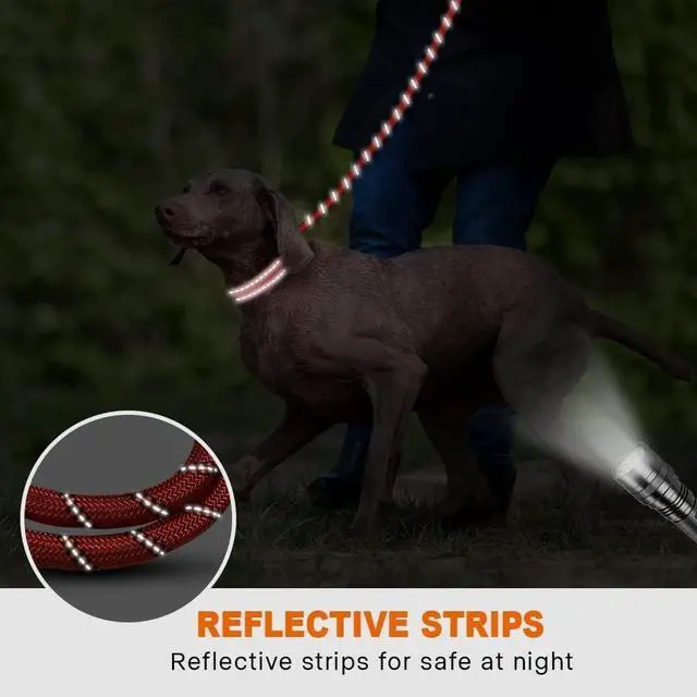 Alt view image 5 of 6 - Taglory Rope Dog Leash for Medium Large Dogs, 6 FT Padded Handle, Red | Climbing Rope for Strong Pullers, Reflective for Night Walks and Training, Comfortable Grip, Anti-tangle Swivel Clip 1/2 inch