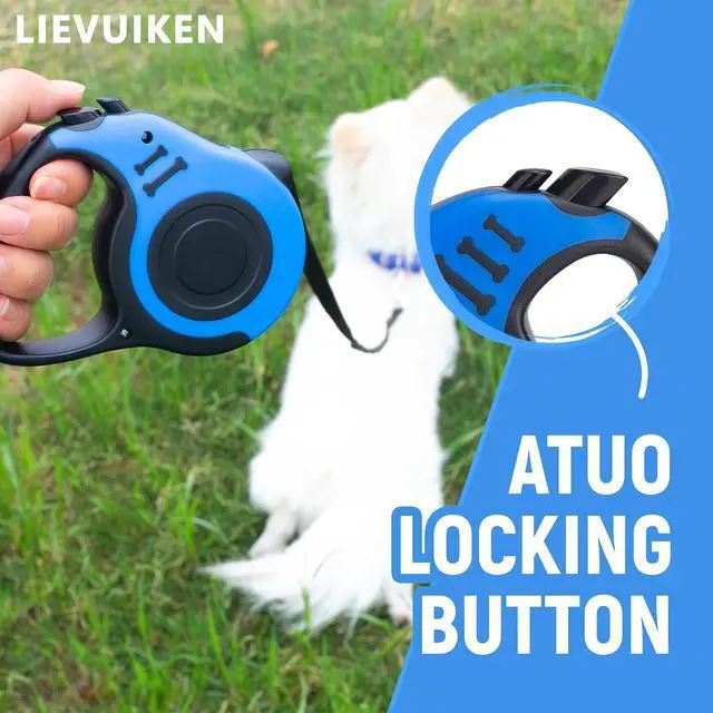 Alt view image 3 of 6 - Retractable Dog Leash Automatic Telescopic Tractor Dog Tape | Pet Tape 10/16 FT Durable and Convenient, with Non-Slip Handle, Suitable for Small and Medium-Sized Dogs Blue