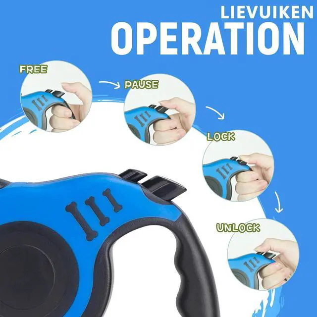 Alt view image 5 of 6 - Retractable Dog Leash Automatic Telescopic Tractor Dog Tape | Pet Tape 10/16 FT Durable and Convenient, with Non-Slip Handle, Suitable for Small and Medium-Sized Dogs Blue