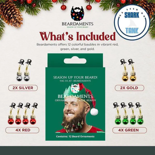Alt view image 5 of 7 - Beardaments Beard Ornaments for Men Colorful Christmas Baubles - Easy-Attach Funny Christmas Ornaments for Cosplay and Holiday Parties - 12pc