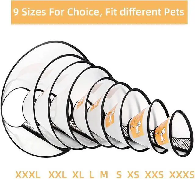 Alt view image 2 of 6 - Plastic Pet Recovery Collars & Cones for Dogs and Cats After Surgery Adjustable Dog Neck Cone Surgical Elizabeth E-Collar Prevent Biting and Stop Licking Wound (S)
