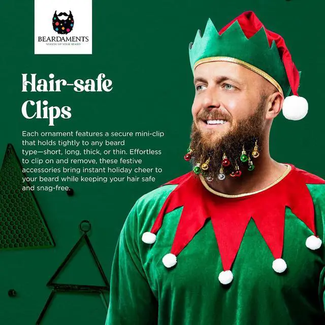 Alt view image 6 of 7 - Beardaments Beard Ornaments for Men Colorful Christmas Baubles - Easy-Attach Funny Christmas Ornaments for Cosplay and Holiday Parties - 12pc