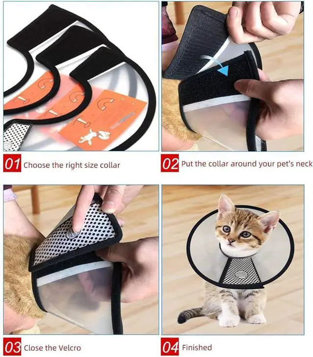 Alt view image 4 of 6 - Plastic Pet Recovery Collars & Cones for Dogs and Cats After Surgery Adjustable Dog Neck Cone Surgical Elizabeth E-Collar Prevent Biting and Stop Licking Wound (S)