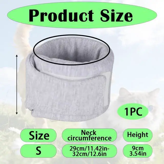 Alt view image 2 of 7 - Cat Neck Brace Elizabethan Collar,Breathable & Adjustable Cone Collar After Surgery Recovery,Anti-Scratch Anti-Lick Protection for Neck Circumference 11-12 Inch Small Dog Puppies Kittens (Grey,S,1PC)