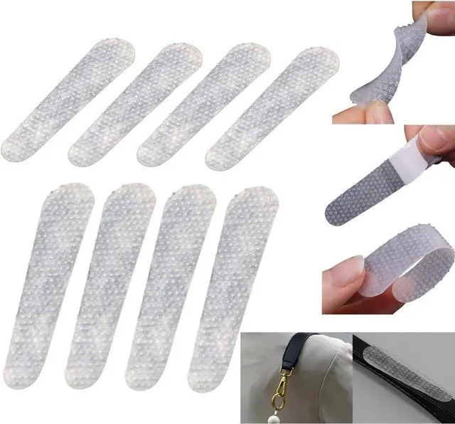 Main image of 12 Pack Purse Strap Non-Slip Pad Sticker Anti-Falling Clear Rubber Adhesive Strip Grip Holder for Shoulder Bag Straps Keep Stay Handbag Tote Backpack