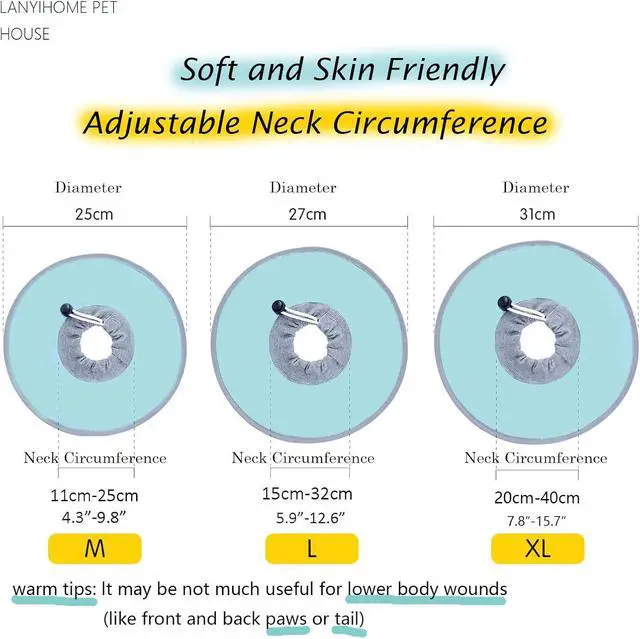 Alt view image 3 of 6 - Ultra-Light Cat Recovery Collar - Waterproof Neck Cones After Surgery, Adjustable Flat Elizabethan Collars for Kitten Cats Puppy Rabbits, Mint Green, M Size