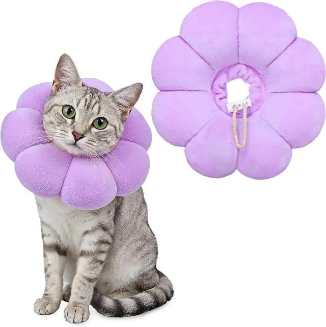 Main image of Cat Cone Collar Comfy Flower Style Elizabeth Collar Soft Waterproof Cat Recovery Collars Stop Licking Scratching After Surgery Cute Adjustable Lightweight Kitten Collars for Cats Kittens Small Dogs