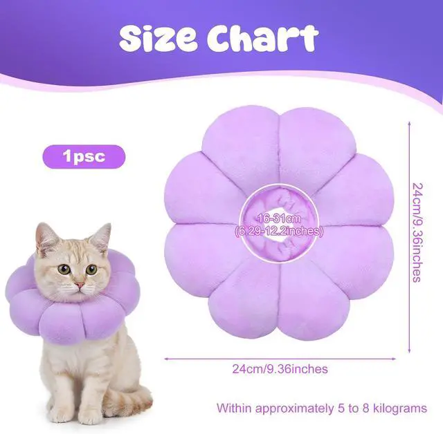 Alt view image 2 of 7 - Cat Cone Collar Comfy Flower Style Elizabeth Collar Soft Waterproof Cat Recovery Collars Stop Licking Scratching After Surgery Cute Adjustable Lightweight Kitten Collars for Cats Kittens Small Dogs