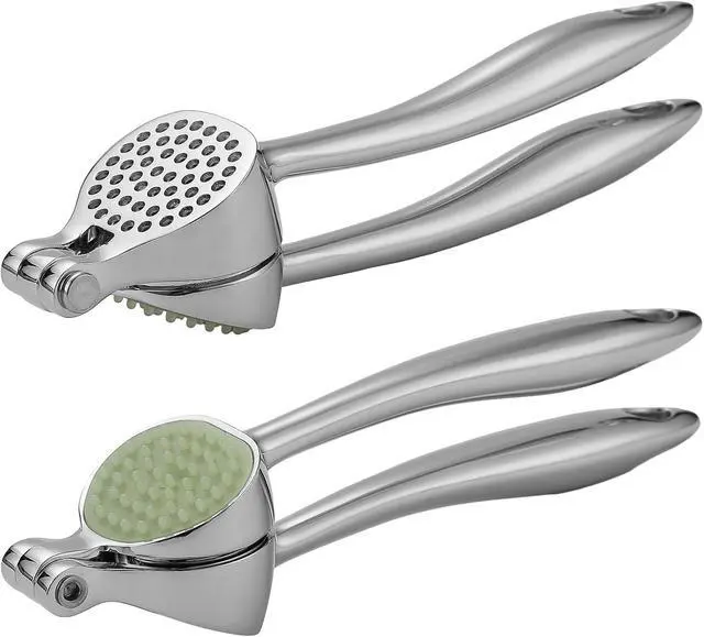 Alt view image 4 of 4 - Garlic Press, Premium Zinc Alloy Garlic Crusher, Easy to Clean Professional Garlic Mincer with Built-in Cleaner, Sturdy Ginger Press for Nuts & Seeds, Dishwasher Safe