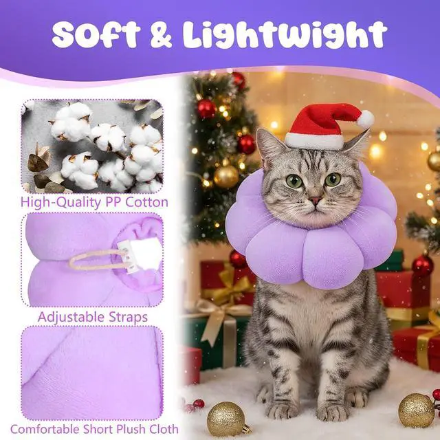 Alt view image 3 of 7 - Cat Cone Collar Comfy Flower Style Elizabeth Collar Soft Waterproof Cat Recovery Collars Stop Licking Scratching After Surgery Cute Adjustable Lightweight Kitten Collars for Cats Kittens Small Dogs