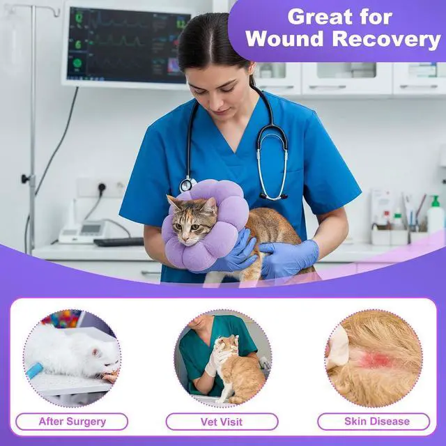 Alt view image 5 of 7 - Cat Cone Collar Comfy Flower Style Elizabeth Collar Soft Waterproof Cat Recovery Collars Stop Licking Scratching After Surgery Cute Adjustable Lightweight Kitten Collars for Cats Kittens Small Dogs
