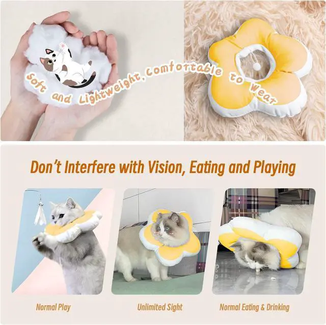 Alt view image 5 of 7 - Cat Cone Collar,Cute Flower Waterproof Elizabethan e Collar for Cat and Small Dog Anti-Bite Lick Wound Healing Protective Neck Cone After Surgery Recovery Collar for Small Pet,All-Season Style