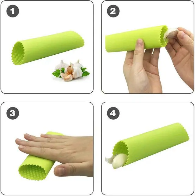 Alt view image 4 of 7 - GuDoQi Garlic Press Rocker, Stainless Steel Garlic Mincer Garlic Crusher, Garlic Chooper with Peeler and Scraper Brush, Garlic Press with Ergonomic Handle, Innovative Kitchen Gadgets