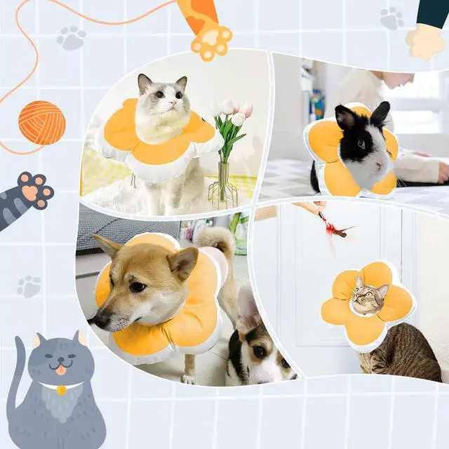 Alt view image 6 of 7 - Cat Cone Collar,Cute Flower Waterproof Elizabethan e Collar for Cat and Small Dog Anti-Bite Lick Wound Healing Protective Neck Cone After Surgery Recovery Collar for Small Pet,All-Season Style