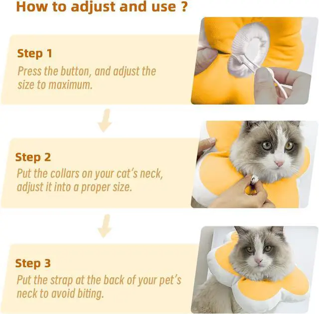 Alt view image 7 of 7 - Cat Cone Collar,Cute Flower Waterproof Elizabethan e Collar for Cat and Small Dog Anti-Bite Lick Wound Healing Protective Neck Cone After Surgery Recovery Collar for Small Pet,All-Season Style
