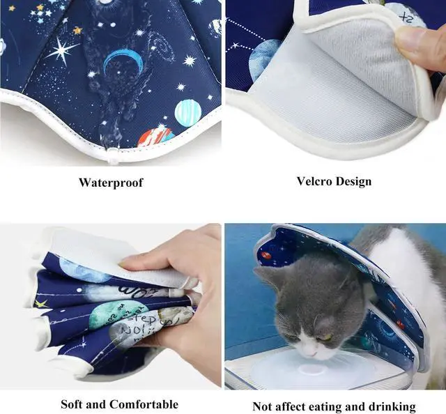 Alt view image 3 of 5 - Soft Cat Recovery Cone, Durable Dog Collar After Surgery, Waterproof Pet Elizabethan Collar Protective Wound Healing for Cats and Puppies (Large/Constellation Pattern)
