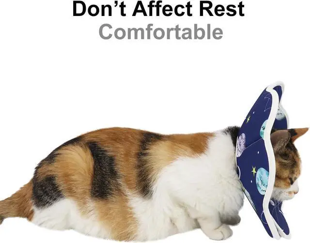 Alt view image 5 of 5 - Soft Cat Recovery Cone, Durable Dog Collar After Surgery, Waterproof Pet Elizabethan Collar Protective Wound Healing for Cats and Puppies (Large/Constellation Pattern)