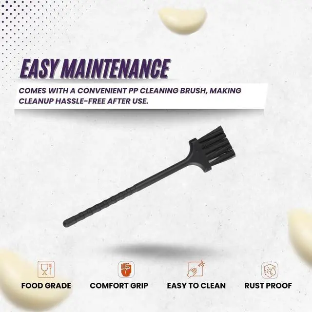 Alt view image 5 of 7 - Garlic Press Rocker Set- Premium Garlic Crusher- Innovative & Fast Garlic mincer- Peeler and Scraper Included- Comfortable Grip