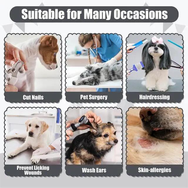 Alt view image 5 of 7 - Soft Dog Cone Collar - Adjustable Recovery Cone for Medium Large Dogs After Surgery to Stop Licking, Waterproof Elizabethan Protective Neck Donut Collar Alternative for Pet (Grey, L)