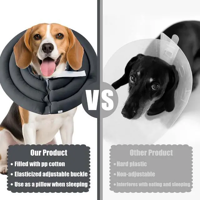 Alt view image 6 of 7 - Soft Dog Cone Collar - Adjustable Recovery Cone for Medium Large Dogs After Surgery to Stop Licking, Waterproof Elizabethan Protective Neck Donut Collar Alternative for Pet (Grey, L)