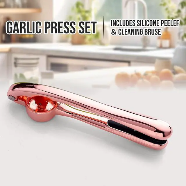 Alt view image 6 of 7 - Kitchen Garlic Press, Rust Proof & Dishwasher Safe Garlic Mincer, Durable Garlic Crusher, Easy to Clean and Squeeze, Rose