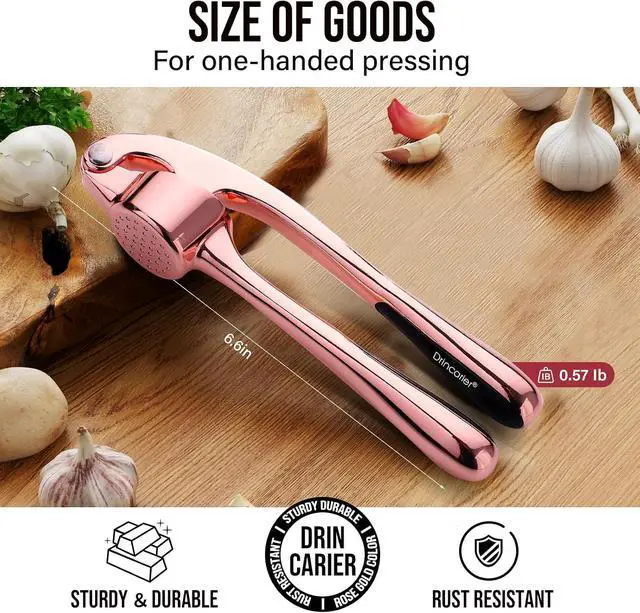 Alt view image 7 of 7 - Kitchen Garlic Press, Rust Proof & Dishwasher Safe Garlic Mincer, Durable Garlic Crusher, Easy to Clean and Squeeze, Rose