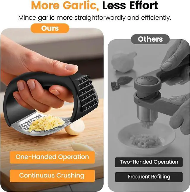 Alt view image 2 of 7 - Garlic Press,Stainless Steel Garlic Mincer Crusher,Easy to Use and Clean,Ergonomic Handle,Easy Kitchen Gadget for Effortless Smashing,Kitchen Essentials,Home and Kitchen Utensils Accessories,Cooking
