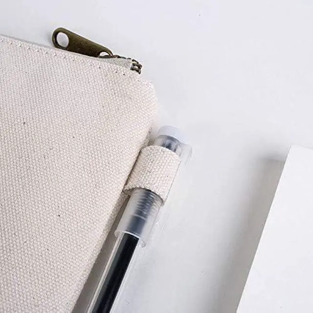 Alt view image 4 of 5 - Zipper Pouch Storage Bag Simple and Stylish Women's Cosmetic and Travel Bag Cotton Canvas