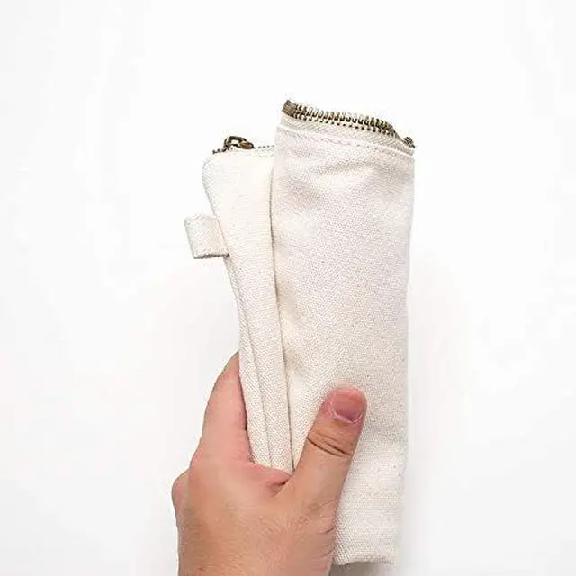 Alt view image 5 of 5 - Zipper Pouch Storage Bag Simple and Stylish Women's Cosmetic and Travel Bag Cotton Canvas