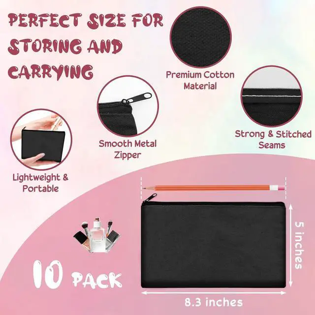 Alt view image 2 of 7 - Legigo Blank Canvas Bags Zipper Pouch Makeup Bags Pencil Pouch Bulk | Multi-Purpose, Sturdy Canvas Pouch with Zipper, Cosmetic Travel Toiletry Bag for DIY Crafts, Gifts & Storage, 8.3 x 5 Inch