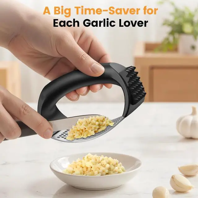 Alt view image 7 of 7 - Garlic Press,Stainless Steel Garlic Mincer Crusher,Easy to Use and Clean,Ergonomic Handle,Easy Kitchen Gadget for Effortless Smashing,Kitchen Essentials,Home and Kitchen Utensils Accessories,Cooking