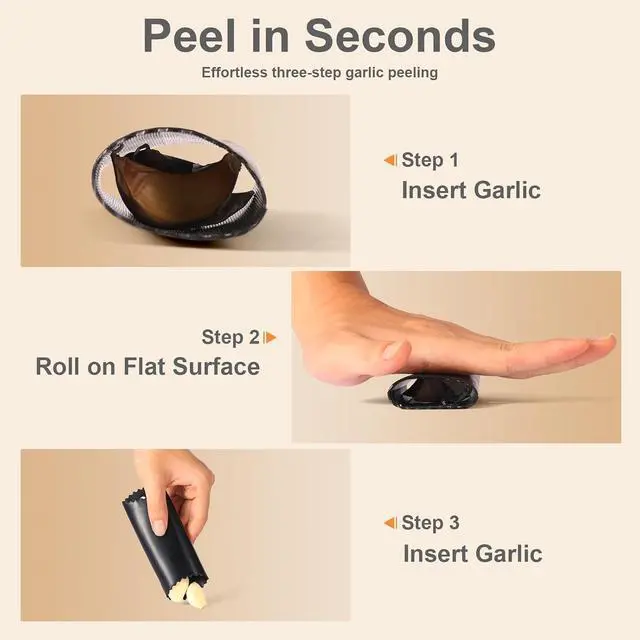 Alt view image 4 of 7 - Garlic Press Rocker - Stainless Steel Garlic Mincer, Garlic Chopper, Garlic Crusher with Garlic Peeler and Cleaning Brush for Effortless Smashing Garlic.