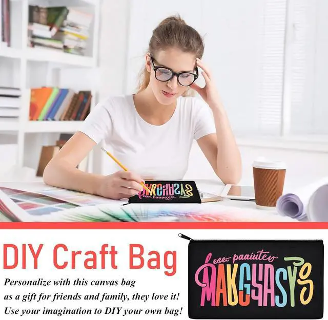 Alt view image 7 of 7 - Legigo Blank Canvas Bags Zipper Pouch Makeup Bags Pencil Pouch Bulk | Multi-Purpose, Sturdy Canvas Pouch with Zipper, Cosmetic Travel Toiletry Bag for DIY Crafts, Gifts & Storage, 8.3 x 5 Inch