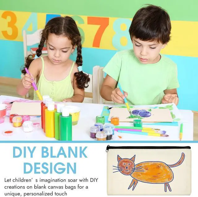Alt view image 6 of 7 - 12 Pack Blank Canvas Pencil Pouches Bulk, Sublimation Zipper Bags for DIY | Small Multi-Purpose Canvas Bags with Zipper for Cosmetics, Travel, Travel Toiletries, Craft Projects, Organized 8.2" x 4.7"