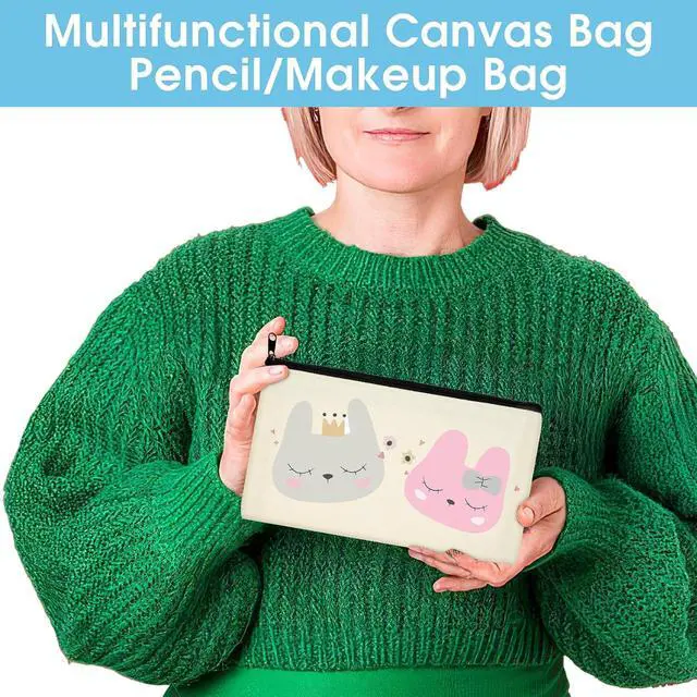 Alt view image 7 of 7 - 12 Pack Blank Canvas Pencil Pouches Bulk, Sublimation Zipper Bags for DIY | Small Multi-Purpose Canvas Bags with Zipper for Cosmetics, Travel, Travel Toiletries, Craft Projects, Organized 8.2" x 4.7"